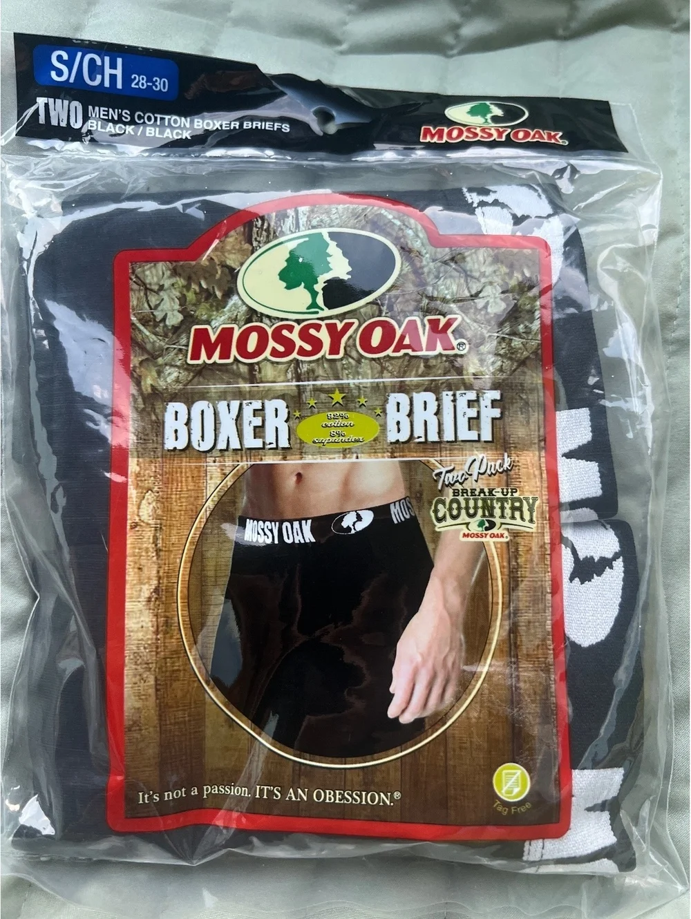 Mossy Oak Men's Cotton Boxer Briefs Two-Pack Black Size Small